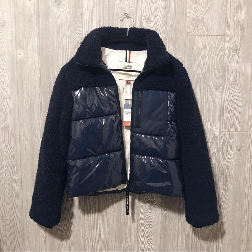 Tommy Jeans Two Tone Sherpa Gloss Puffer Jacket navy blue - Picture 4 of 7